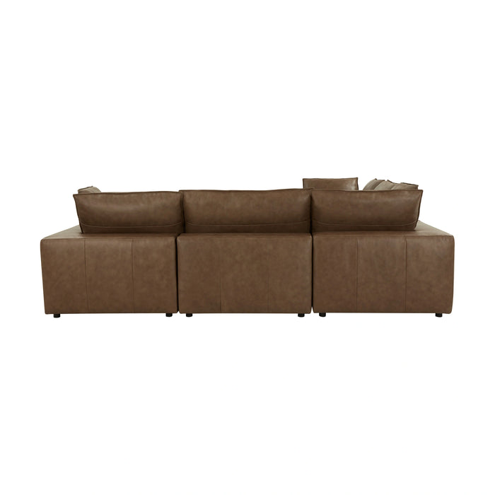 Cali 5-Piece Brown Leather Modular L-Sectional