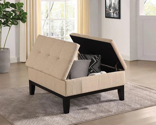 FAZIO Storage Ottoman, Beige - Dream Home Furniture & Mattress (Waite Park, MN)