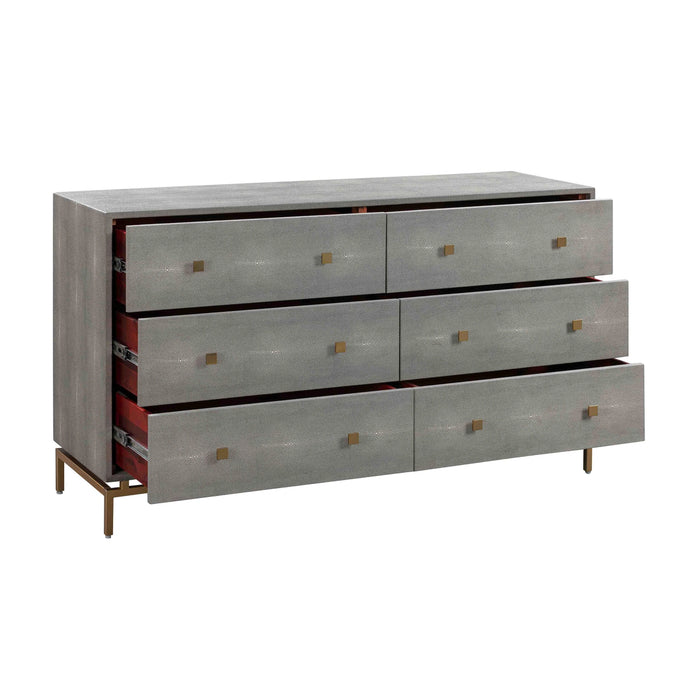 Pesce 57" Faux Shagreen 6-Drawer Dresser