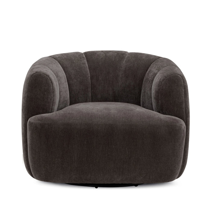 Jasmine Upcycled Contract-Grade Basketweave Fabric Swivel Accent Chair