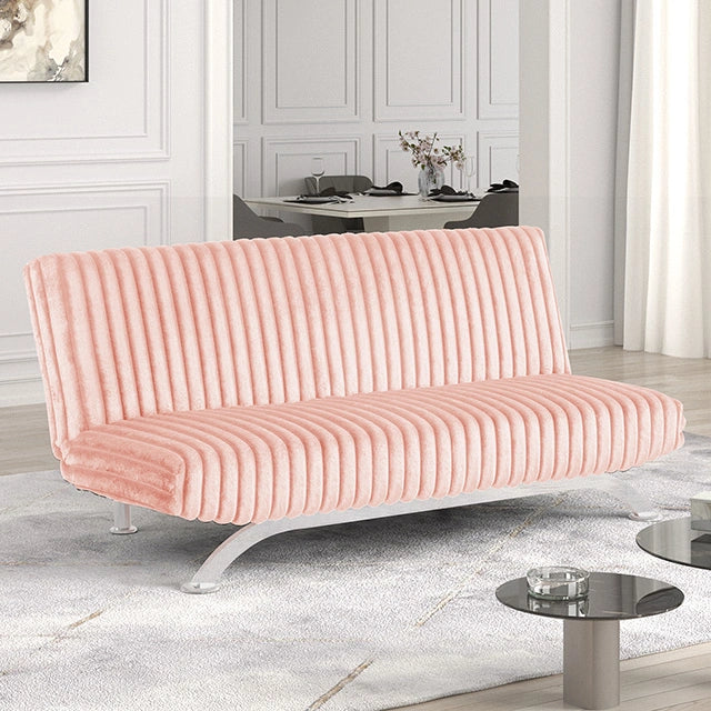 Villeneuve Futon Sofa Bed Black, Pink, & Grey - Dream Home Furniture & Mattress (Waite Park, MN)