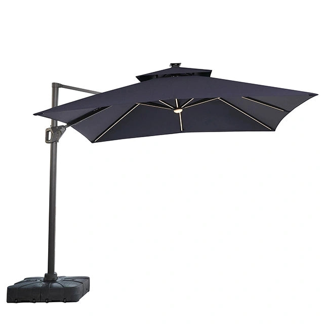 Sano 10 Ft Square Umbrella w/ Double Top w/ LED Light + 37" Large Base - Dream Home Furniture & Mattress (Waite Park, MN)
