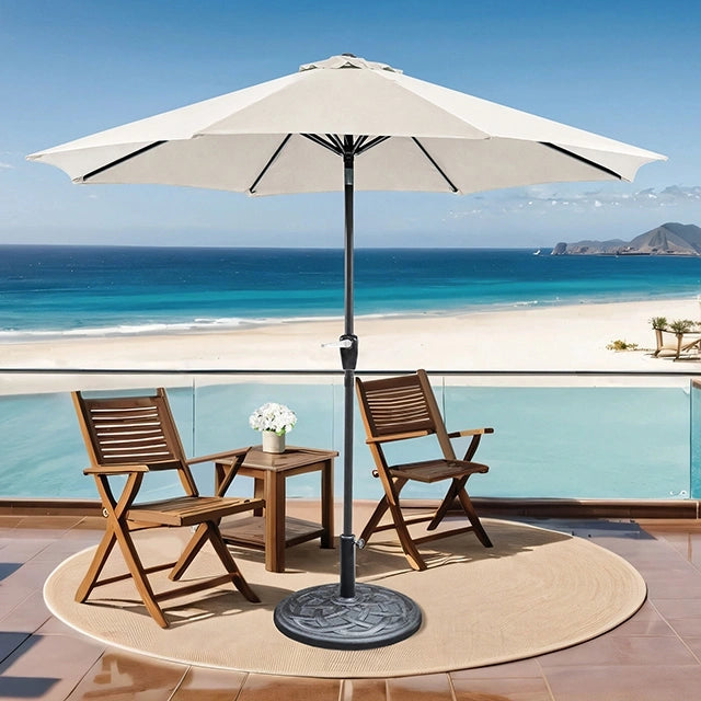 Soli 9' Outdoor Umbrella w/ Auto Tilt + 21" Round Base - Dream Home Furniture & Mattress (Waite Park, MN)