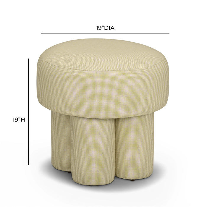 Masha Yellow Homespun Plaid Performance Linen Accent Stool