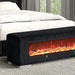Elnath Bench w/ Visual Wood Log Fireplace Gray - Dream Home Furniture & Mattress (Waite Park, MN)