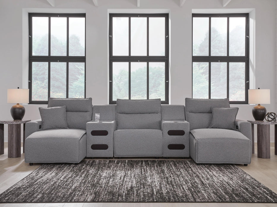 Modmax II Power Reclining Sectional with Chaise and Audio Consoles - Dream Home Furniture & Mattress (Waite Park, MN)
