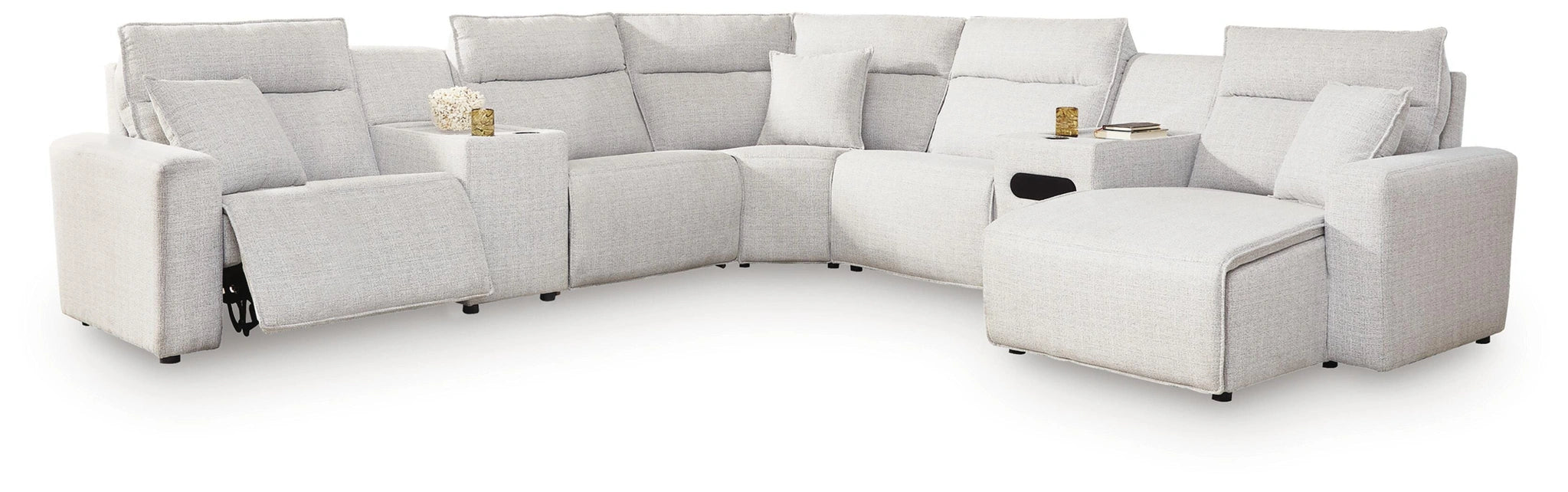 Modmax II Power Reclining Sectional with Chaise and Audio Console - Dream Home Furniture & Mattress (Waite Park, MN)