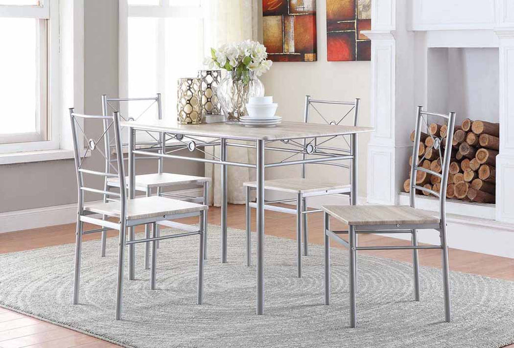 Anna Fontana 5-piece Rectangular Dining Set Brushed Silver - Dream Home Furniture & Mattress (Waite Park, MN)