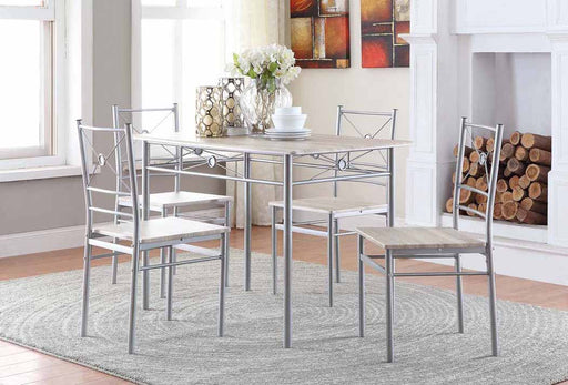 Anna Fontana 5-piece Rectangular Dining Set Brushed Silver - Dream Home Furniture & Mattress (Waite Park, MN)