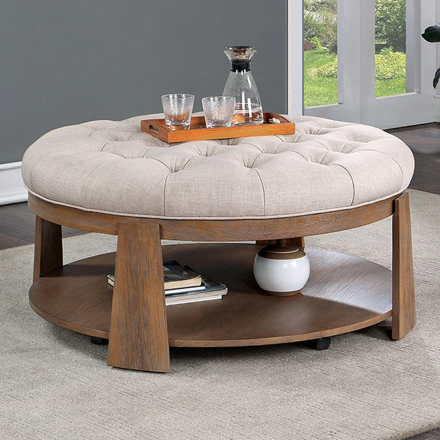 GUIS Round Coffee Table, Beige - Dream Home Furniture & Mattress (Waite Park, MN)