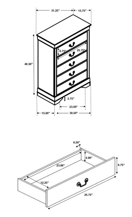 Louis Philippe 4 & 5 Piece Panel Bedroom Set with High Headboard E.king & Full - Dream Home Furniture & Mattress (Waite Park, MN)