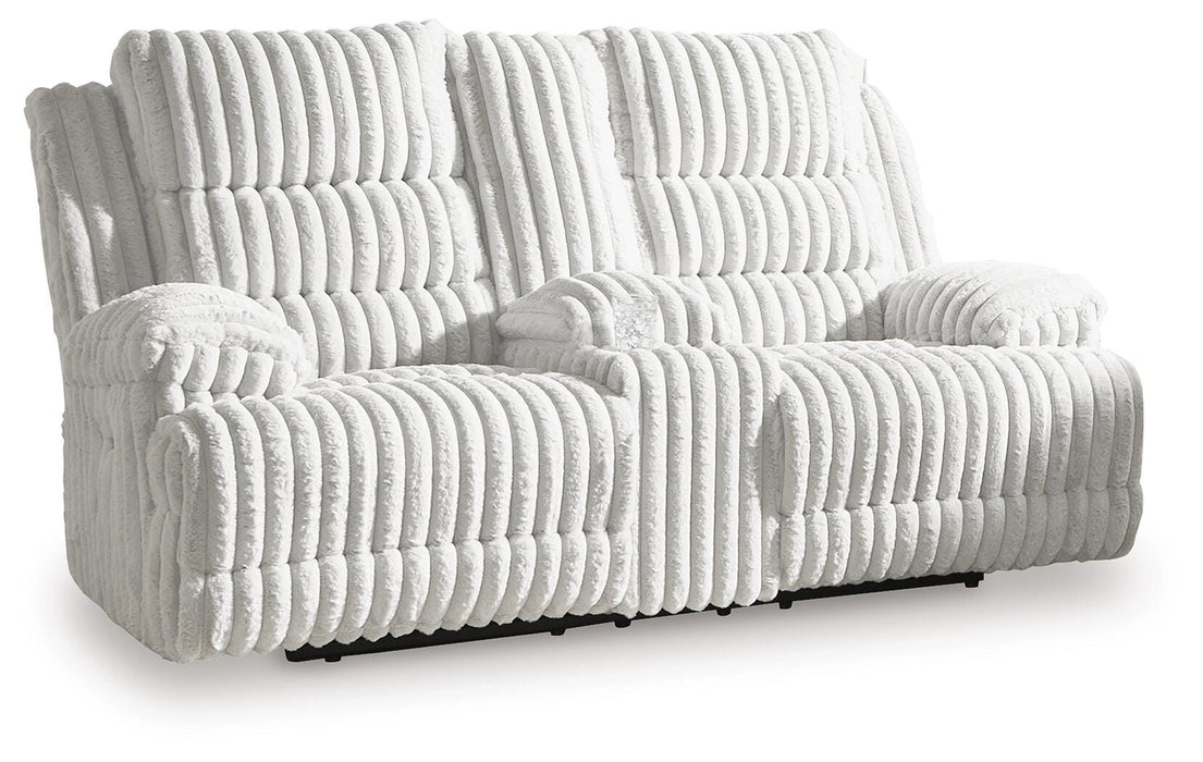 Rhines Falls Power Reclining Loveseat with Console - Dream Home Furniture & Mattress (Waite Park, MN)