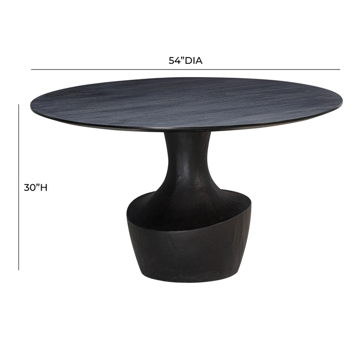 Gevra 54" Black Acacia & Faux Plaster Round Dining Table