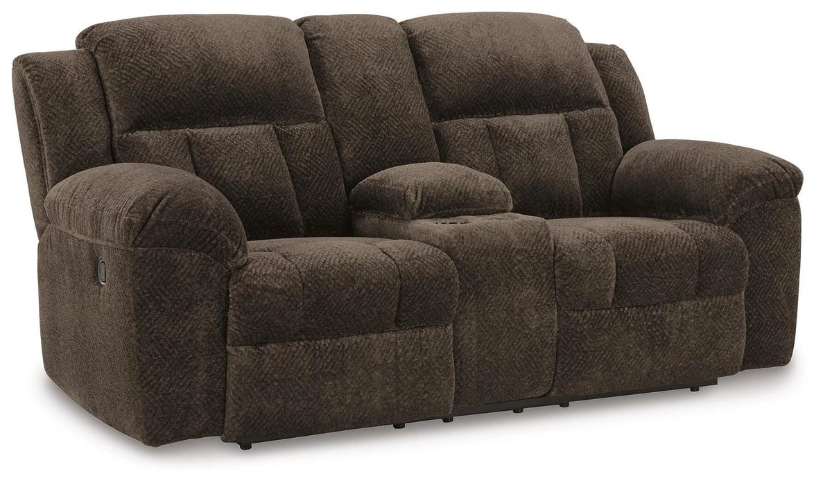 Frohn Reclining Loveseat with Console - Dream Home Furniture & Mattress (Waite Park, MN)
