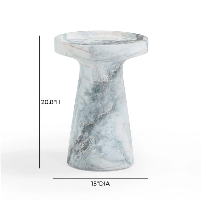 Zara Faux Aegean Marble Indoor/Outdoor Side Table