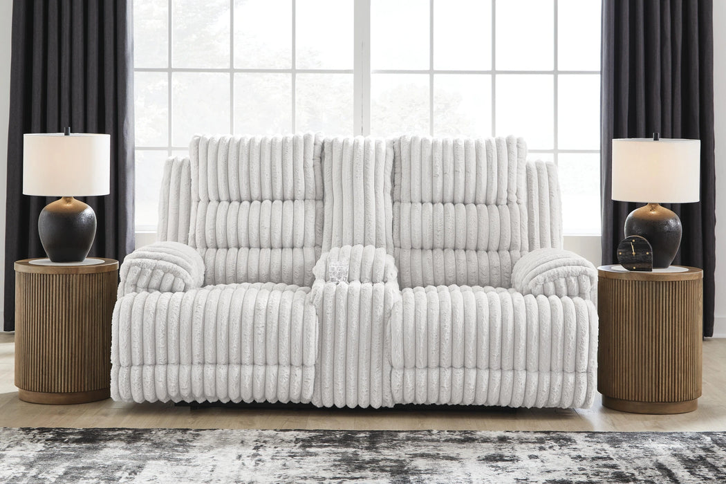 Rhines Falls Power Reclining Loveseat with Console - Dream Home Furniture & Mattress (Waite Park, MN)