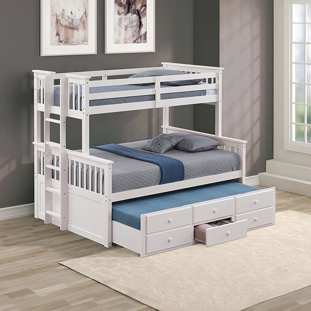 University Twin/Full Bunk Bed Grey, Walnut, & White - Dream Home Furniture & Mattress (Waite Park, MN)