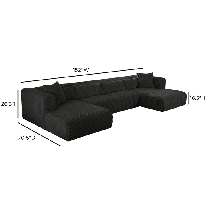 Tarra 4-Piece Fluffy Oversized Performance Corduroy Modular U-Sectional
