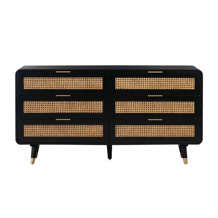 Christine 62" Black 6-Drawer Dresser