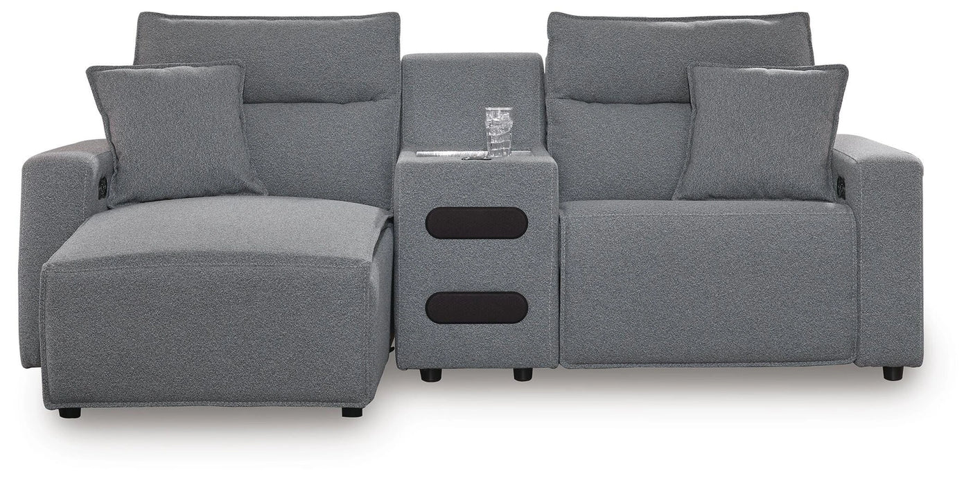 Modmax II Power Reclining Sectional with Chaise and Audio Console - Dream Home Furniture & Mattress (Waite Park, MN)