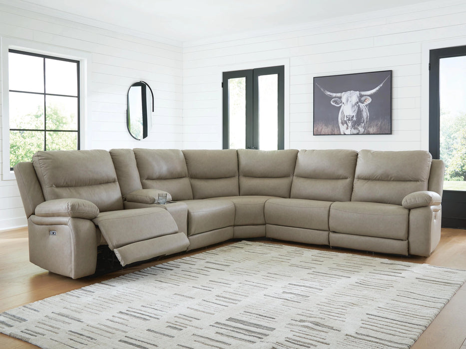 Narwhal Place Reclining Sectional with Storage Console - Dream Home Furniture & Mattress (Waite Park, MN)