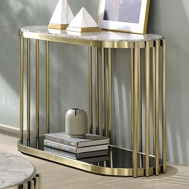 OFELIA Sofa Table, Antique Brass/Black - Dream Home Furniture & Mattress (Waite Park, MN)