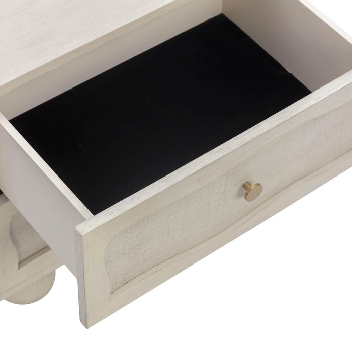 Grappa 22" Wood & Raffia Wavy 2-Drawer Nightstand