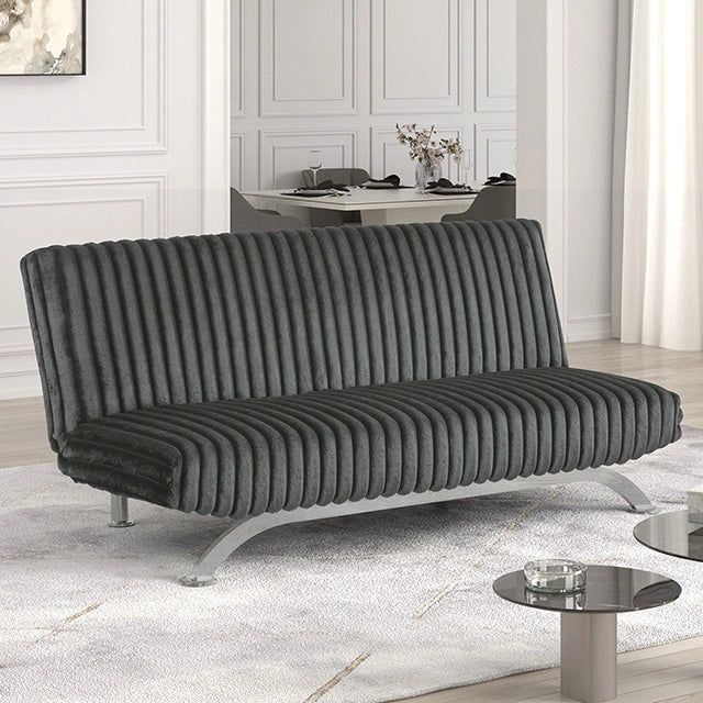 Villeneuve Futon Sofa Bed Black, Pink, & Grey - Dream Home Furniture & Mattress (Waite Park, MN)
