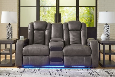 Fyne-Dyme Power Reclining Loveseat with Console - Dream Home Furniture & Mattress (Waite Park, MN)