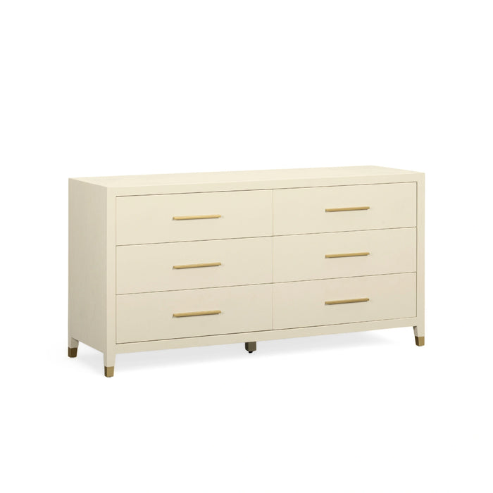 Dani 62" Cream Faux Shagreen 6-Drawer Dresser