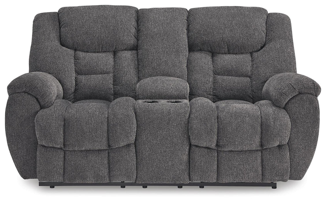 Foreside Reclining Loveseat with Console - Dream Home Furniture & Mattress (Waite Park, MN)