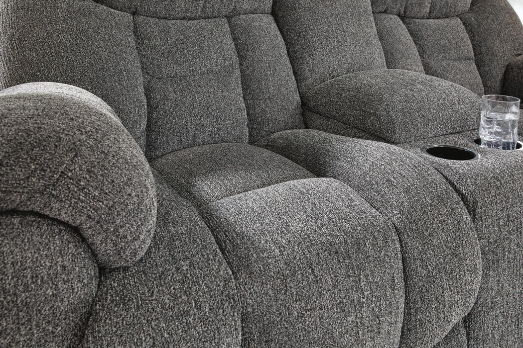 Foreside Reclining Loveseat with Console - Dream Home Furniture & Mattress (Waite Park, MN)