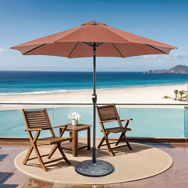 Soli 9' Outdoor Umbrella w/ Auto Tilt + 21" Round Base - Dream Home Furniture & Mattress (Waite Park, MN)