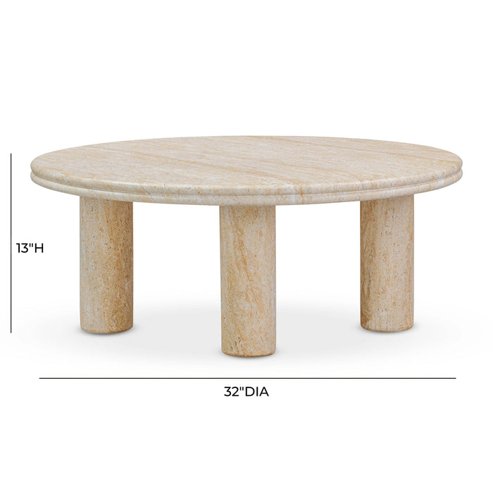 Amora Faux Travertine Indoor/Outdoor Round Accent Table (26"-32")