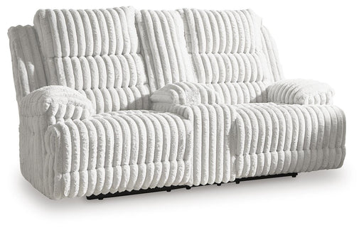 Rhines Falls Power Reclining Loveseat with Console - Dream Home Furniture & Mattress (Waite Park, MN)