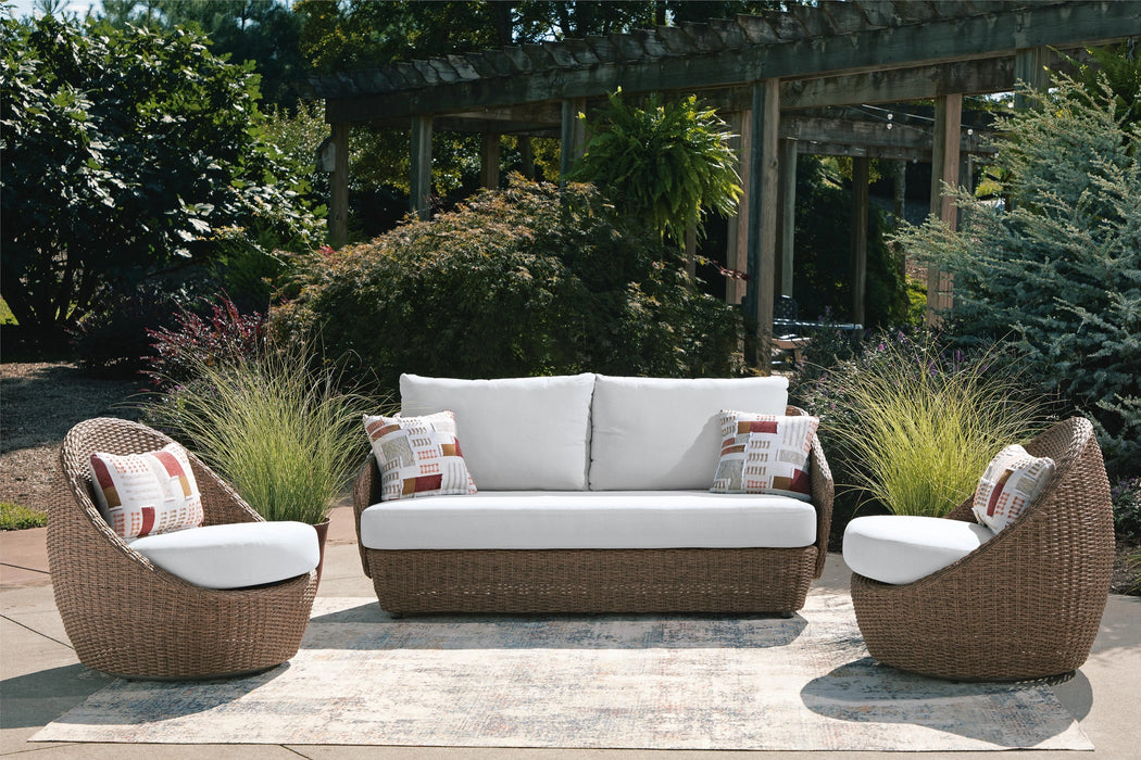 Double Point Outdoor Loveseat/2 Swivel Chairs (Set of 3) - Dream Home Furniture & Mattress (Waite Park, MN)
