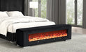 Elnath Bench w/ Visual Wood Log Fireplace Gray - Dream Home Furniture & Mattress (Waite Park, MN)
