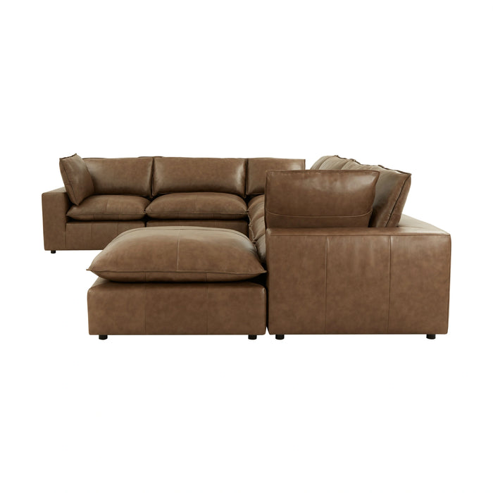 Cali 7-Piece Brown Leather Modular Large Chaise Sectional