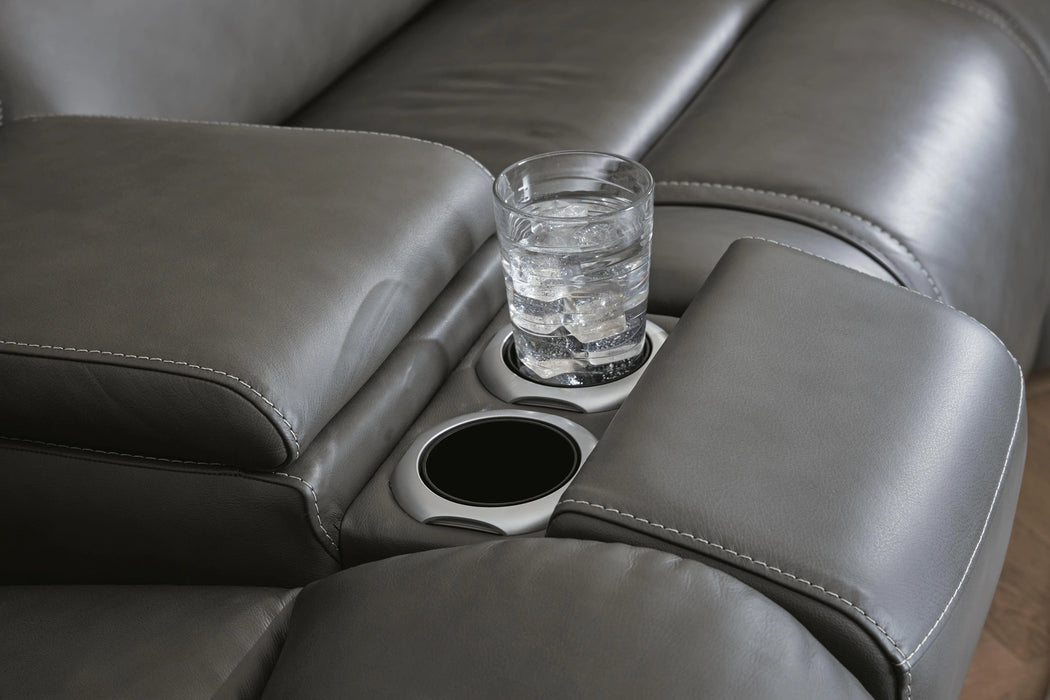 5Z - Pittson Power Reclining Sectional Loveseat with Console - Dream Home Furniture & Mattress (Waite Park, MN)