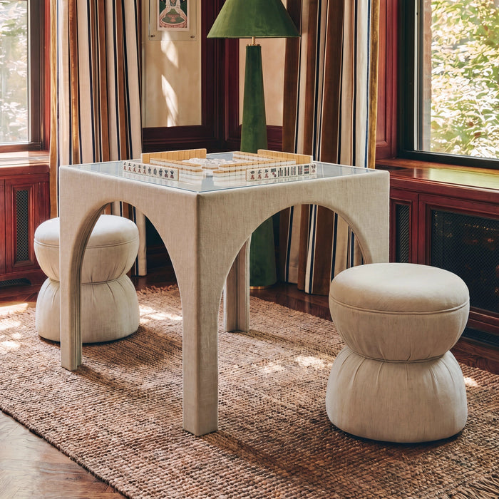 Tomlin Ruched Performance Fabric Game Ottoman