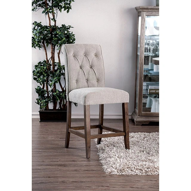 Sania III Beige/Rustic Oak Counter Ht. Chair (2/CTN) - Dream Home Furniture & Mattress (Waite Park, MN)