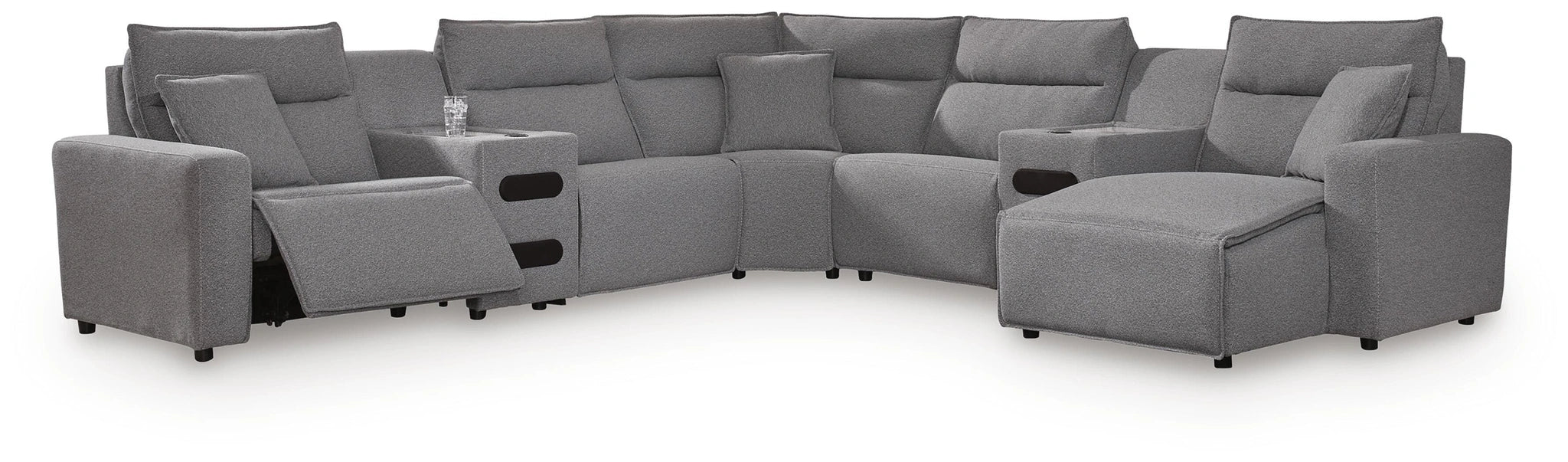 Modmax II Power Reclining Sectional with Chaise and Audio Consoles - Dream Home Furniture & Mattress (Waite Park, MN)