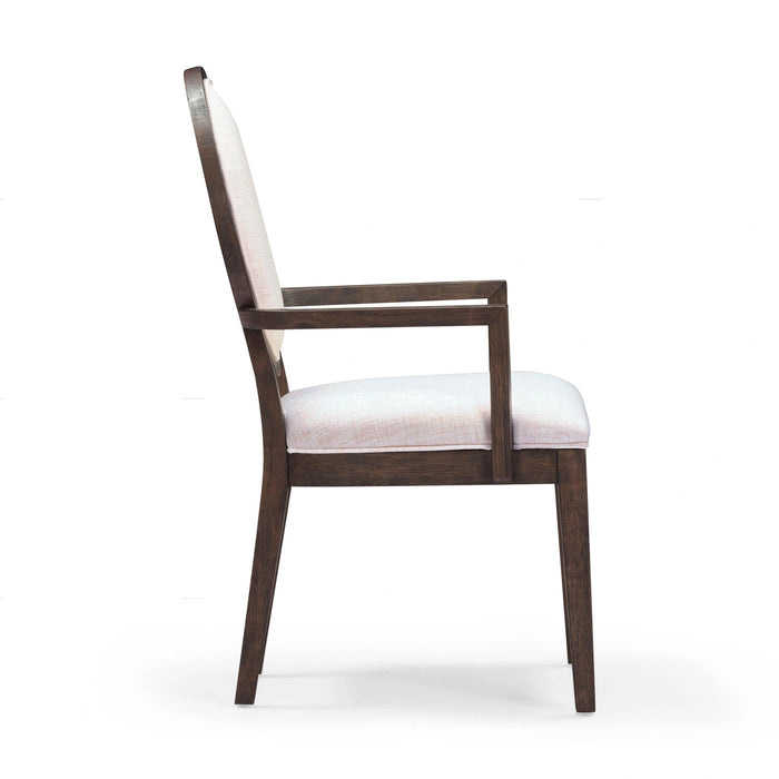 Mila Dark Brown and Beige Performance Fabric Dining Armchair