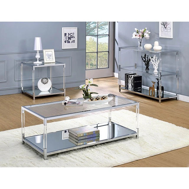 Ludvig Chrome/Clear Sofa Table - Dream Home Furniture & Mattress (Waite Park, MN)
