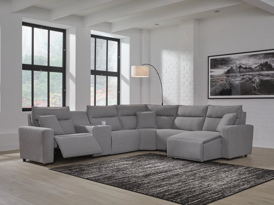 Modmax II Power Reclining Sectional with Chaise and Console - Dream Home Furniture & Mattress (Waite Park, MN)