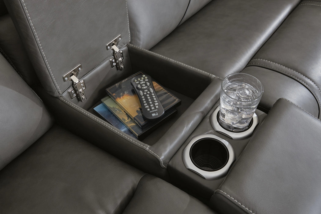 5Z - Pittson Power Reclining Sectional Loveseat with Console - Dream Home Furniture & Mattress (Waite Park, MN)