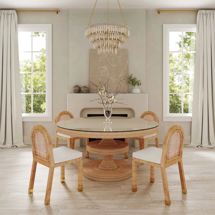 Amara Natural Rattan and Performance Fabric Arched Back Dining Chair