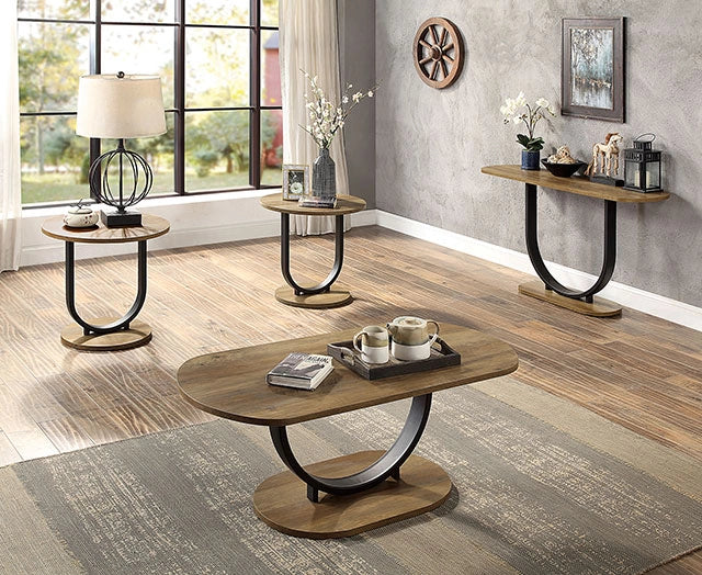 OLBIA Sofa Table, Rustic Oak/Sand Black - Dream Home Furniture & Mattress (Waite Park, MN)