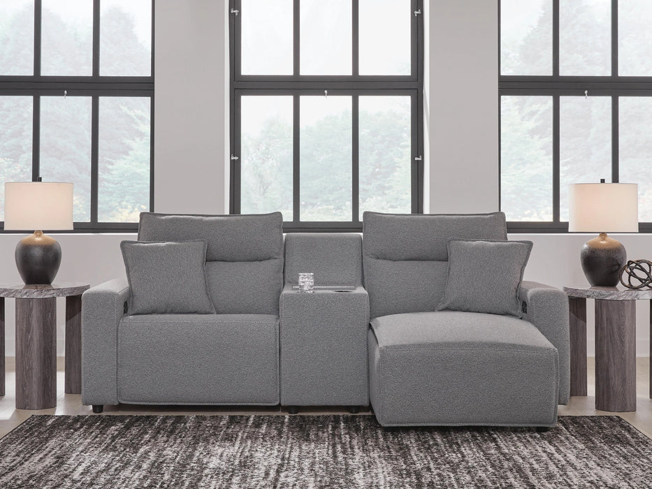 Modmax II Power Reclining Sectional with Chaise and Console - Dream Home Furniture & Mattress (Waite Park, MN)
