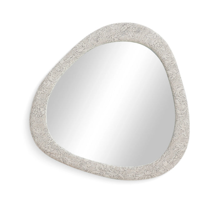 Klaryss 32"X25" Neutral Floral Jacquard Wall Mirror
